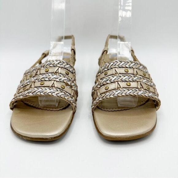 TROTTERS Womens Abigail Gold/Silver Metallic Slingback Sandal Gold Stud 7 Narrow - Picture 4 of 14